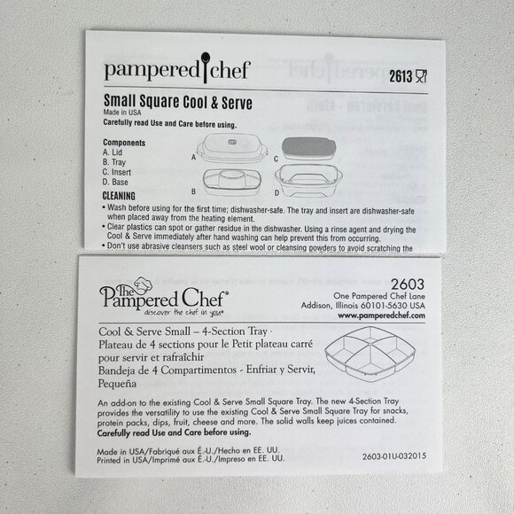 Pampered Chef Small Square Cool and Serve with 4 Section Tray Charcuterie Picnic - Picture 10 of 16